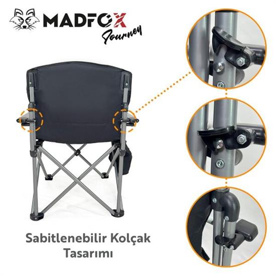 Madfox Journey Katlanır Kamp Sandalyesi Siyah Gri